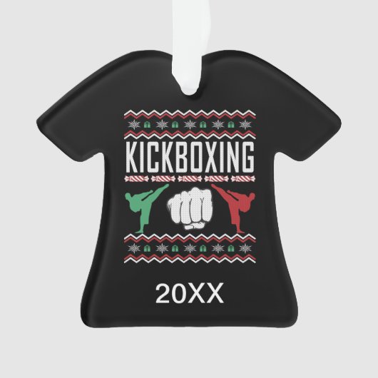 Persoonlijke kickboxing Ugly KerstSweater Ornament (voorkant)