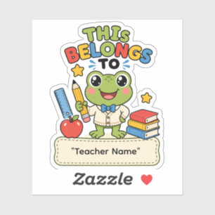 Persoonlijke Kikker Schoolnaam Sticker