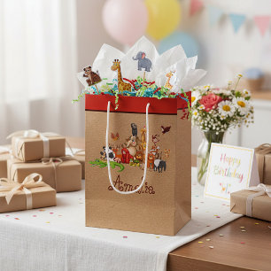 Persoonlijke kinderdieren middelgrote cadeautas