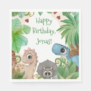 Persoonlijke kinderdinosaurius verjaardag servet