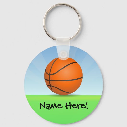 Persoonlijke Kinderen Basketball Sunny Day Sleutelhanger (Voorkant)