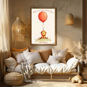 Persoonlijke kinderkamerkunst – Leeuwenwelp & Rode Perfect Poster