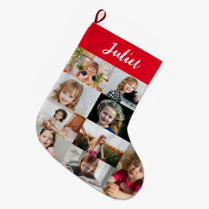 Persoonlijke kindernaam & fotocollage grote kerstsok