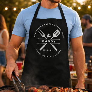 Persoonlijke kindernaam Papa Grills BBQ Schort