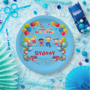Persoonlijke kinderverjaardagsfeest papieren borde bordje
