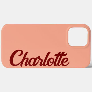 Persoonlijke Klassieke Elegante Monogram Perzik iPhone 13 Pro Max Hoesje