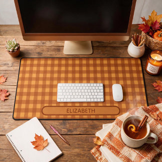 Persoonlijke Klassieke Pompoen Herfst Gingham Plai Bureaumat