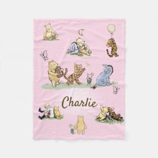 Persoonlijke Klassieke Winnie de Poeh Roze Baby Ca Fleece Deken