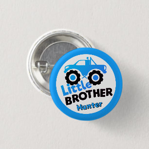 Persoonlijke Kleine Broer Monstertruck Blauw Ronde Button 3,2 Cm