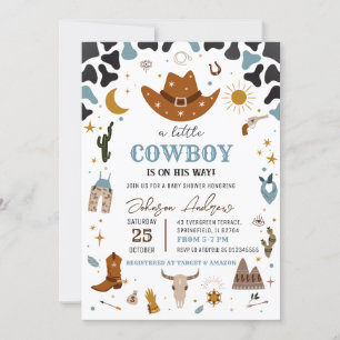 Persoonlijke kleine cowboy Baby shower uitnodiging