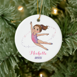 Persoonlijke Kleine Gymnastiek Meisje Kerstmis Keramisch Ornament