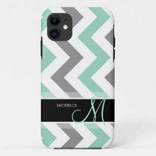 Persoonlijke kleuren en grijze Chevron iPhone 11 Hoesje