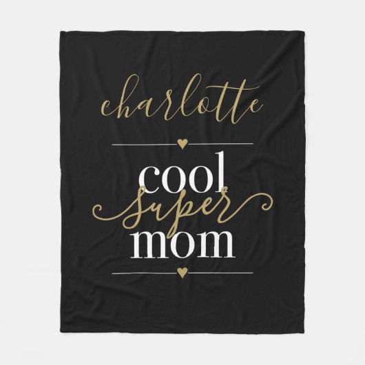 Persoonlijke kleuren Super Mam Black en Gold Fleece Deken (Voorkant)