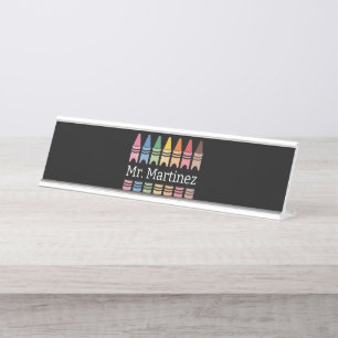 Persoonlijke kleurpotlood docentennaam Cute Back S Bureau Naambordje