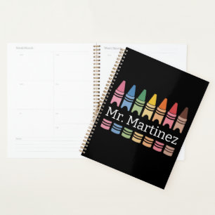 Persoonlijke kleurpotlood leraar naam Cute Back Sc Planner