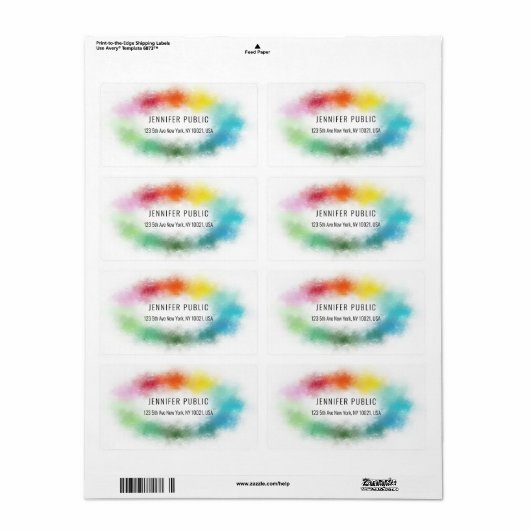Persoonlijke kleurrijke Abstracte moderne Sjabloon Etiket (Full Sheet)