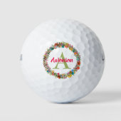 Persoonlijke kleurrijke bloemenkrans met monogram golfballen (Voorkant)