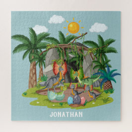 Persoonlijke kleurrijke cartoon Jurassic blue sky Legpuzzel