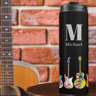 Persoonlijke Kleurrijke Gitaar Pop Art Thermosbeker