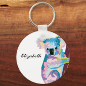 Persoonlijke kleurrijke Pop Art Koala Sleutelhanger (Voorkant)