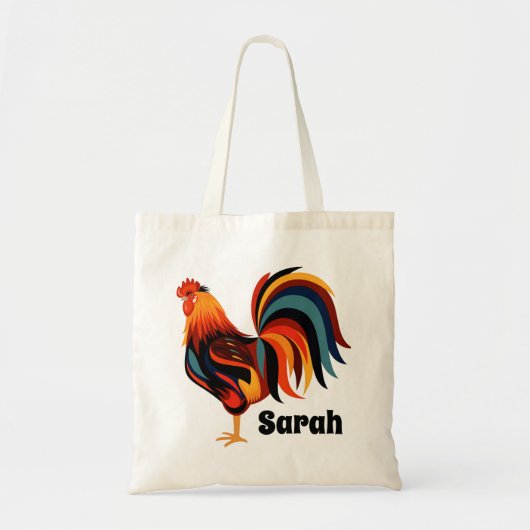 Persoonlijke kleurrijke Rooster Boerderij Canvas t Tote Bag (Voorkant)