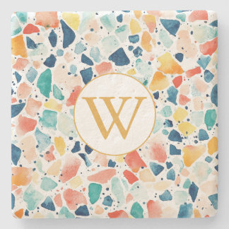 Persoonlijke Kleurrijke Terrazzo Monogram Stenen Onderzetter