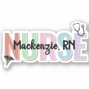 Persoonlijke Kleurrijke Verpleegster Stethoscoop R Sticker