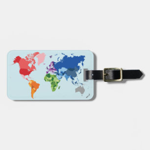 Persoonlijke Kleurrijke Wereldkaart Bagage Label
