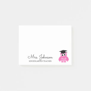 Persoonlijke kleuterleerkracht roze uil post-it® notes
