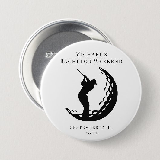 Persoonlijke knoop | Bachelor Golf Weekend Ronde Button 7,6 Cm (Voorkant /achterkant)