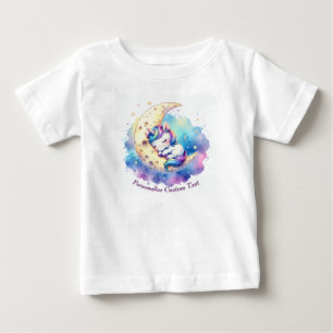 Persoonlijke Knuffel Baby Eenhoorn Slaapt op Maan
