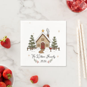 Persoonlijke knusse Kerst Cottage Servet