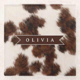 Persoonlijke koeienprint cowgirl western stijl cad glazen onderzetter