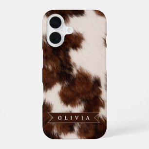 Persoonlijke koeienprint cowgirl western stijl cad iPhone 16 hoesje