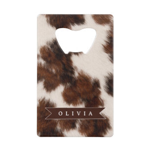 Persoonlijke koeienprint cowgirl western stijl cad kredietkaart flessenopener