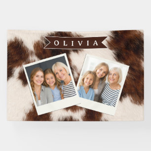 Persoonlijke koeienprint cowgirl western stijl cad spandoek