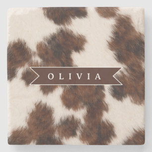 Persoonlijke koeienprint cowgirl western stijl cad stenen onderzetter