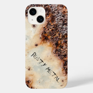 Persoonlijke koele bruine roestige metalen textuur Case-Mate iPhone 14 hoesje