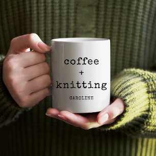 Persoonlijke koffie breien bewerkbare tekst breist koffiemok