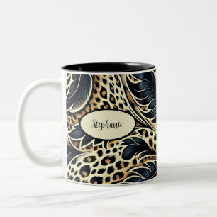 Persoonlijke koffiebeker met luipaardprint tweekleurige koffiemok