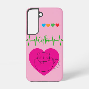 Persoonlijke koffiekat in beker Samsung hoes – Roz Galaxy Hoesje