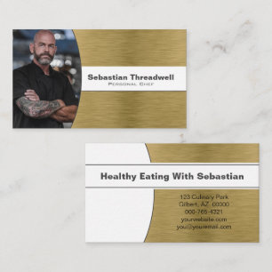 Persoonlijke Kok Nep Geborsteld Messing Eigen Foto Visitekaartje