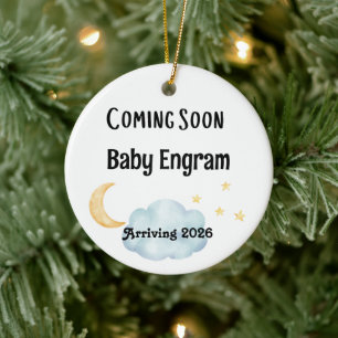 Persoonlijke komend baby aankomst keramisch ornament
