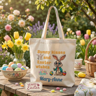 Persoonlijke Konijn Kusjes Pasen Tote Bag