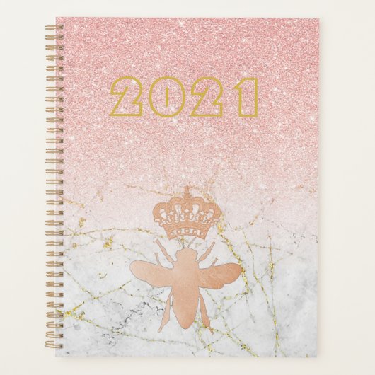 Persoonlijke KONINGIN BEE Roos Gold Large 2021 Planner (Voorkant)