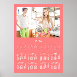 Persoonlijke koraalposter jaarlijkse kalender 2016 poster