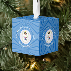 Persoonlijke Koreaanse (Zuid) engel Hanukkah-vlag Kubus Ornament