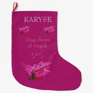 Persoonlijke Kous voor Kerstmis, Roze Engel Grote Kerstsok