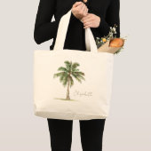 Persoonlijke kustpalmboomtas grote tote bag (Voorkant (product))