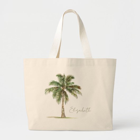 Persoonlijke kustpalmboomtas grote tote bag (Voorkant)